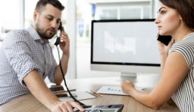 Illustration of internet voice calling and VoIP concept.